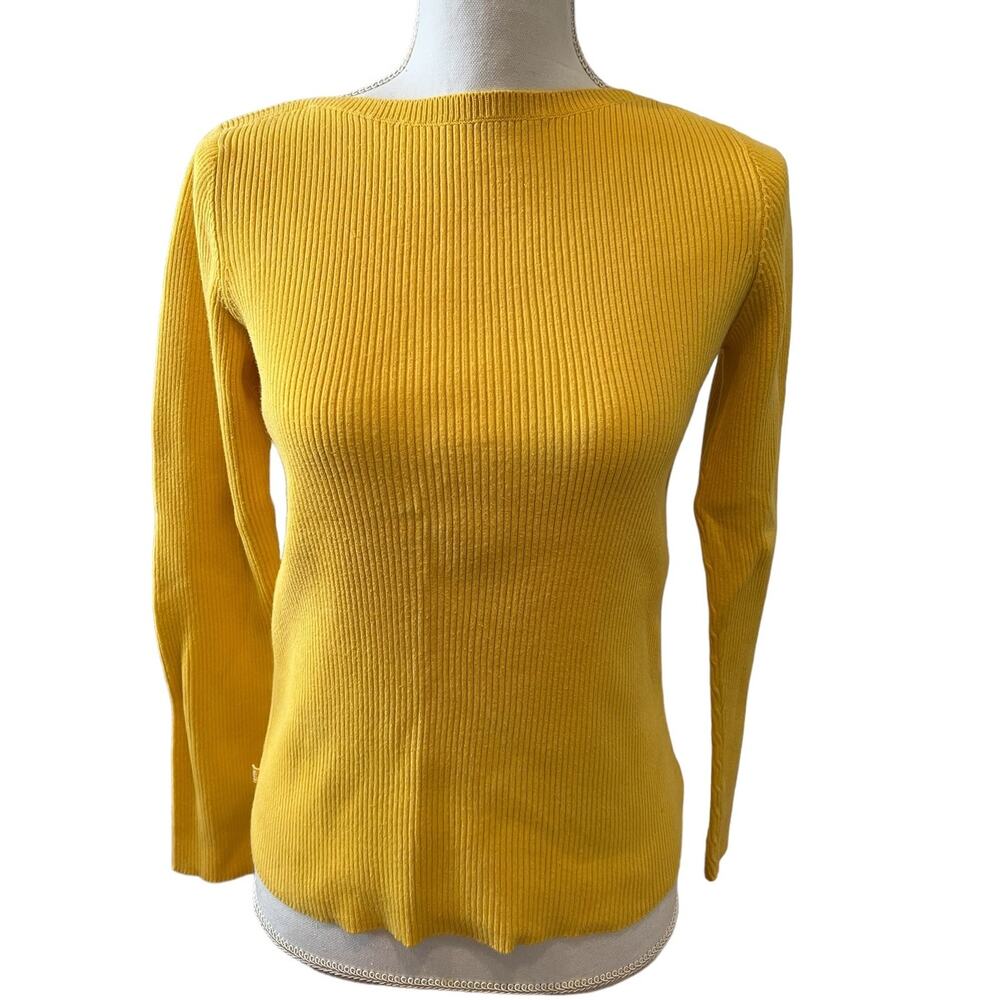 Ralph Lauren Jeans Boatneck Ribbed Cotton Sweater Lemon Yellow S